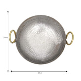 Heavy Base Silver Iron Matthar Or Hammered Kadhai, 700ml | Kadai With Handle For Kitchen - Deep Frying Kadai Free Stainless Steel Scrubber